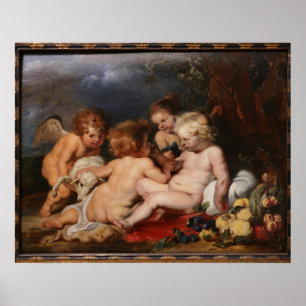 Gesù Bambino con San Giovannino e Angeli Poster