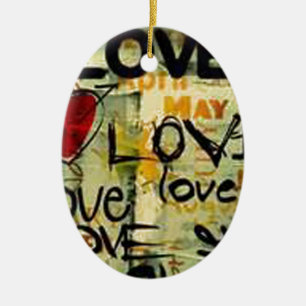 Get A Little Love Graffiti Ceramic Tree Decoration