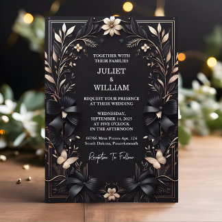 Get Banners Bows Satin Chic Ribbon Cutting Wedding Invitation