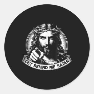 Get Behind Me Satan God Save America Jesus Meme  Classic Round Sticker