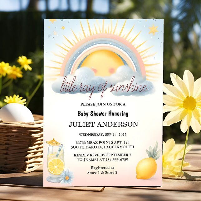 Get Boy Pink Unique Sky Cloud Sunshine Baby Shower Invitation (Creator Uploaded)
