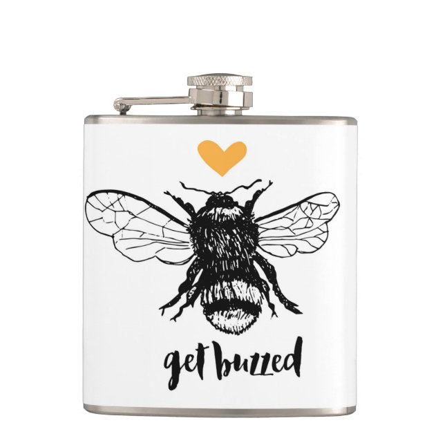 Get Buzzed Honey Bee Flask (Front)
