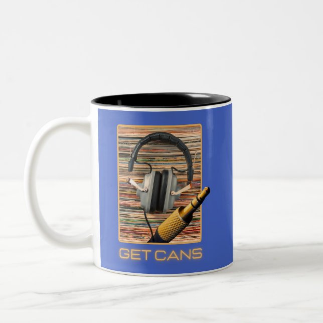 Get Cans Headphones Audio Audiophiles Two-Tone Coffee Mug (Left)