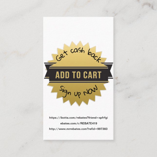 Get Cash Back Gold Star Black Banner Business Card (Front)