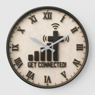 Get Connected Christian Cross WiFi Faith Large Clock