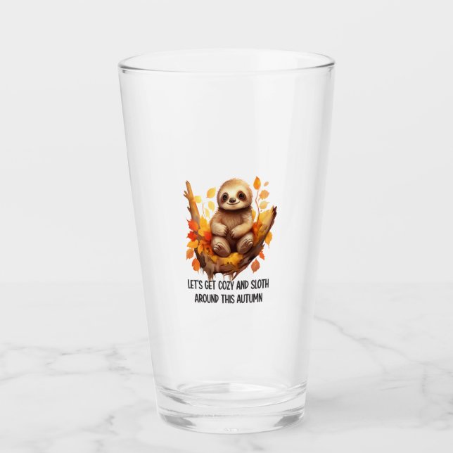Get Cosy and Sloth Around This Autumn Glass (Front)
