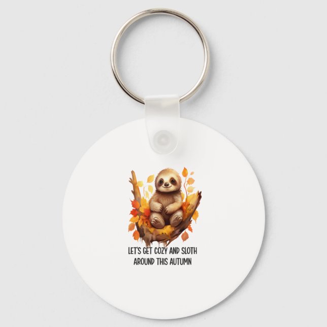 Get Cosy and Sloth Around This Autumn Key Ring (Front)