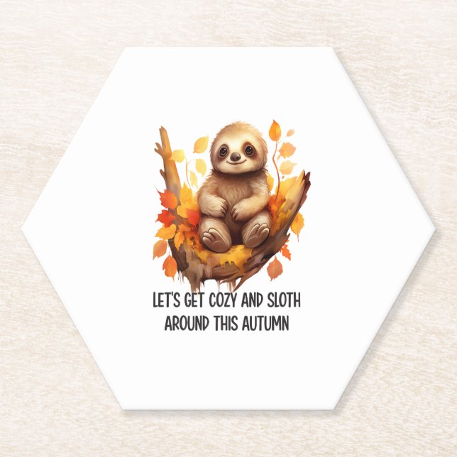 Get Cosy and Sloth Around This Autumn Paper Coaster (Front)