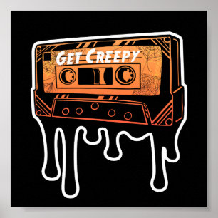 Get Creepy Cassette Dripping Tape Halloween Music Poster