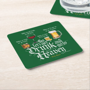 Get Drunk And Go To Heaven (Irish Drinking Toast) Square Paper Coaster
