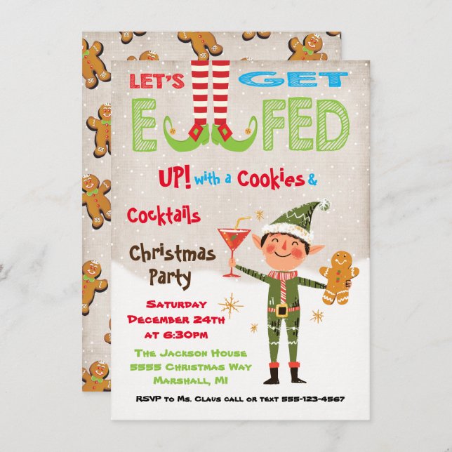 Get Elfed up Cookies and Cocktails Party Invitation (Front/Back)