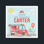 Get Fired Up Fire Truck Firefighter Kids Birthday Napkin<br><div class="desc">Modern Cute Get Fired Up Fire Truck Firefighter Kids Birthday Napkins</div>