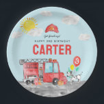 Get Fired Up Fire Truck Firefighter Kids Birthday Paper Plate<br><div class="desc">Modern Cute Get Fired Up Fire Truck Firefighter Kids Birthday Paper Plates</div>