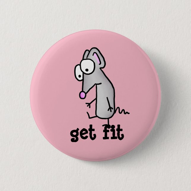Get Fit Mouse 6 Cm Round Badge (Front)