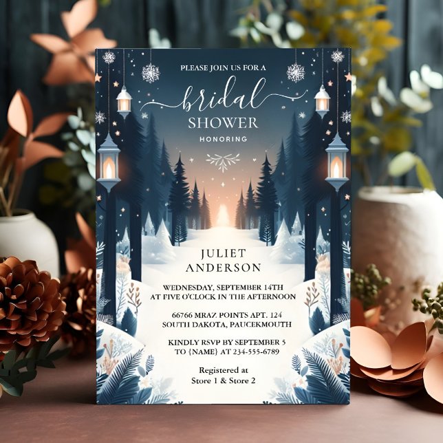 Get Forest Stars Snow Bright Winter Bridal Shower Invitation (Creator Uploaded)