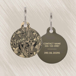 Get Foxy Sepia Tone Name Contact and License #  Pet Tag