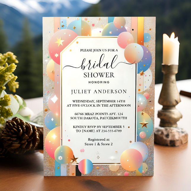 Get Glam Bright Pastel Ombre Glitter Bridal Shower Invitation (Creator Uploaded)
