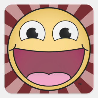 Get Happy! Red Square Stickers