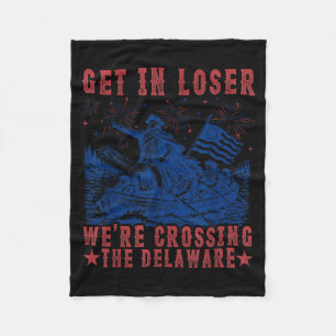 Get In Crossing The Delaware 4th July Vintage 2 Fleece Blanket
