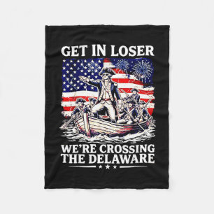 Get in crossing the delaware 4th of july patriot fleece blanket
