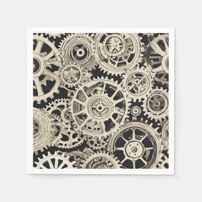 Get in Gear Robot Birthday Party - Gears Napkin (Front)
