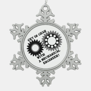 Get in Gear Snowflake Pewter Christmas Ornament
