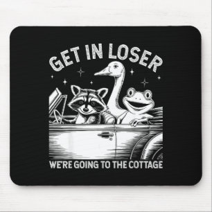 Get in going to the cottage raccoon goose frog mouse pad