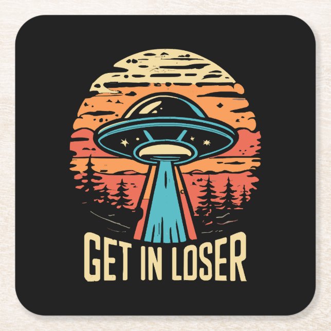 Get In loser Square Paper Coaster (Front)