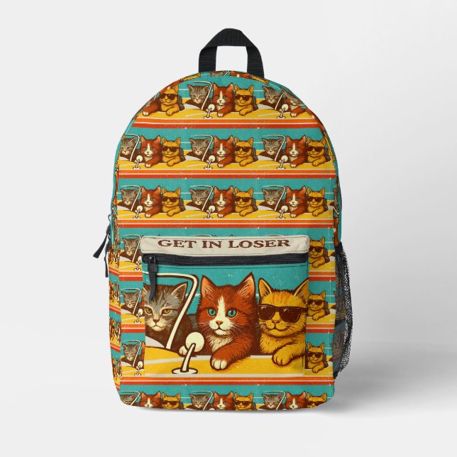 Get In Loser We're Getting Tacos Printed Backpack (Front)