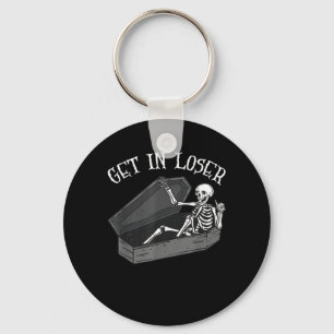 Get In Skeleton In Coffin Halloween Funny Men Key Ring