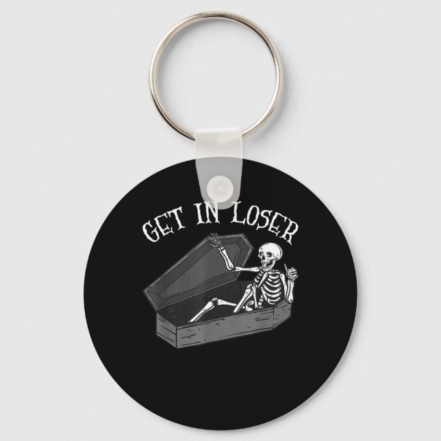 Get In Skeleton In Coffin Halloween Funny Men Key Ring (Front)