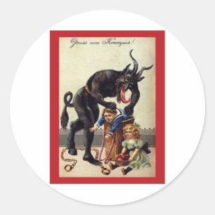 Get In The Bag Kids Vintage Krampus  Classic Round Sticker