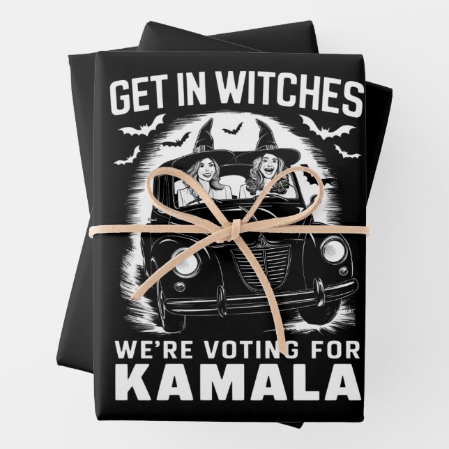 Get in Witches We're Voting for Kamala Halloween  Wrapping Paper Sheet (In situ)