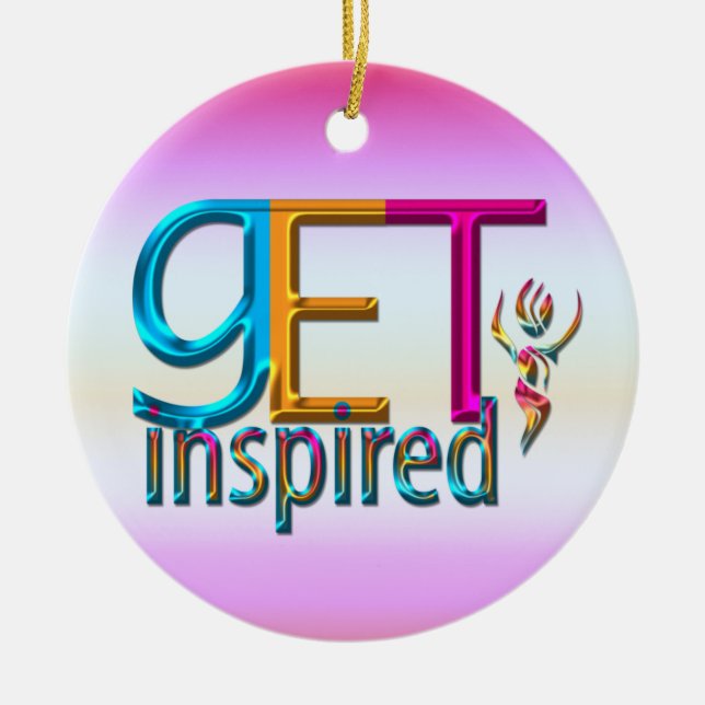 Get Inspired ~ Neon  Ceramic Ornament (Front)