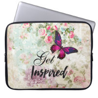 Get Inspired Quote & Pink Butterfly Shabby Collage