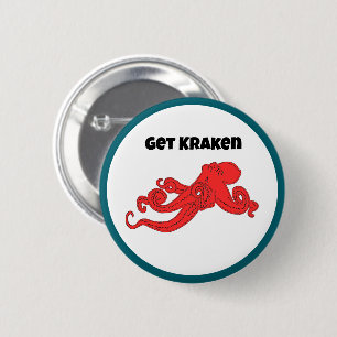 Get Kraken Fun Retro Red Octopus Cartoon 6 Cm Round Badge