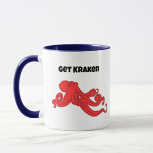 Get Kraken Fun Retro Red Octopus Cartoon Mug