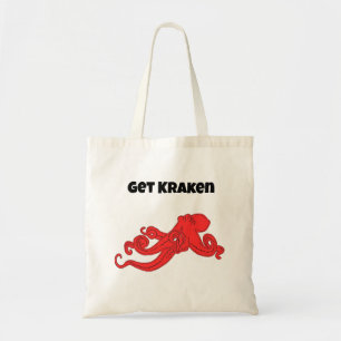 Get Kraken Fun Retro Red Octopus Cartoon Tote Bag