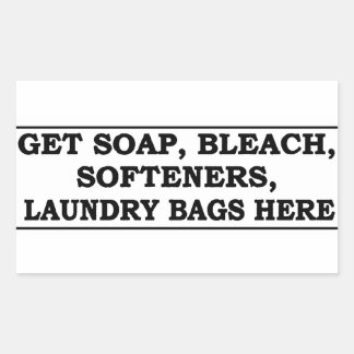 'Get Laundry Items Here' Laundromat Black Overlay  Rectangular Sticker