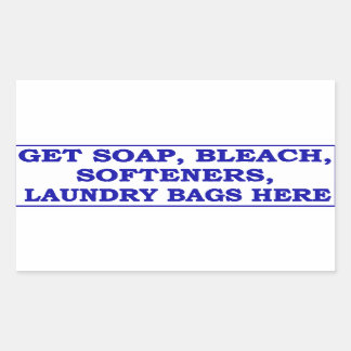 'Get Laundry Items Here' Laundromat Blue Overlay  Rectangular Sticker