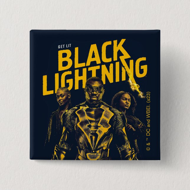 Get Lit - Black Lightning 15 Cm Square Badge (Front)