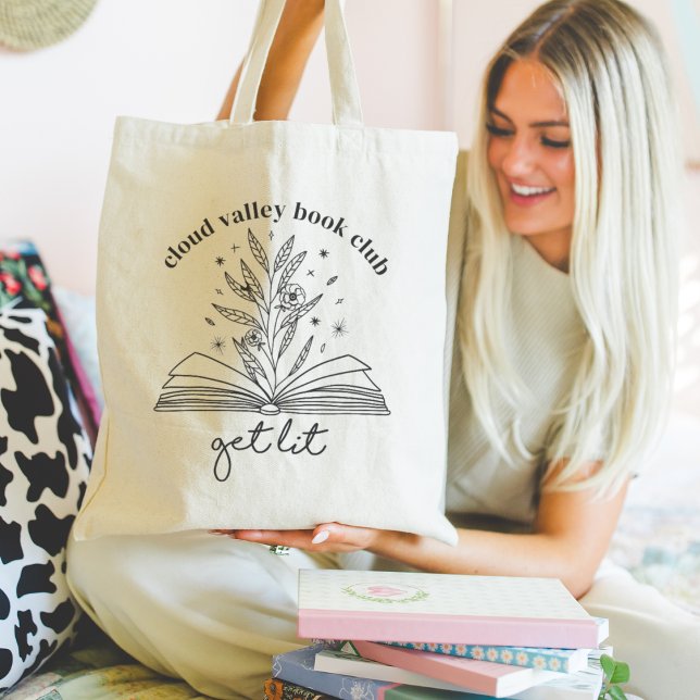 Get Lit Blooming Floral Book Personalised Tote Bag (Creator Uploaded)