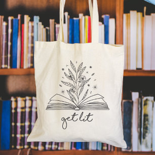 Get Lit Blooming Floral Book Tote Bag