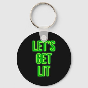 Get Lit Christmas Neon Vintage Retro Outfit Key Ring