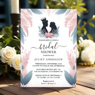 Get Long Tulle Regal Glam Blush Pink Bridal Shower Invitation