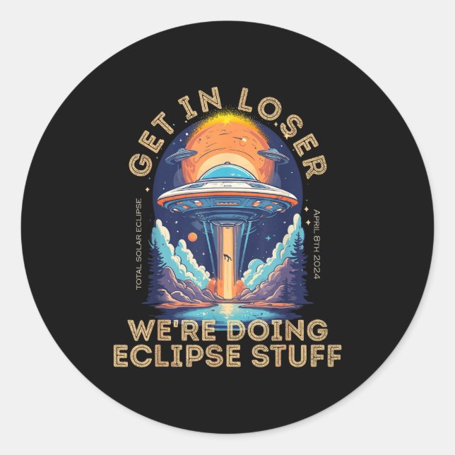 Get Loser Alien Abduction Solar Classic Round Sticker (Front)