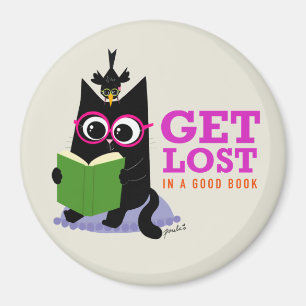 Get Lost in a Good Book - Round Magnet