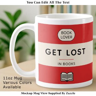 Get Lost in Books Vintage Paperback Cover Red Coffee Mug