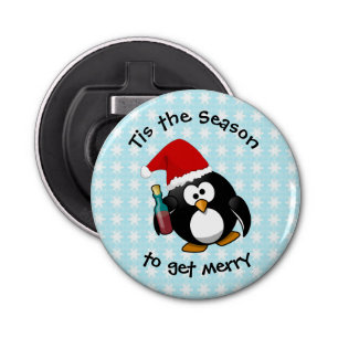 Get Merry! Funny Drunk Penguin Bottle Opener