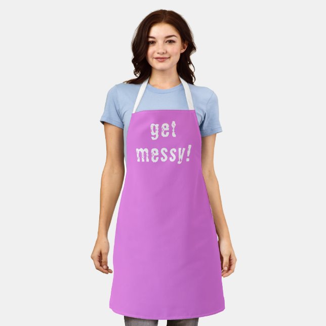 Get Messy! Pink Apron (Worn)